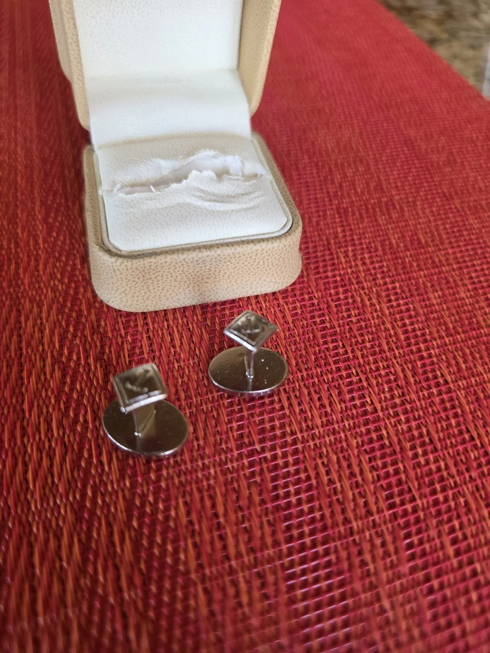 Vintage Silver & Black Enamel Elephant Lucky Upturned Trunk Oval Cufflinks - EUC